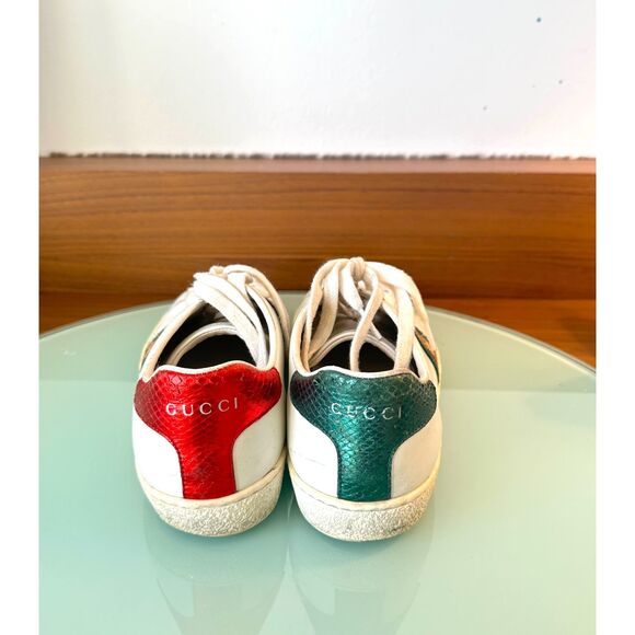 Authentic Gucci Ace Sneakers with Bee – White Leather – Size US 7.5 / EU 37.5 - Picture 7 of 11